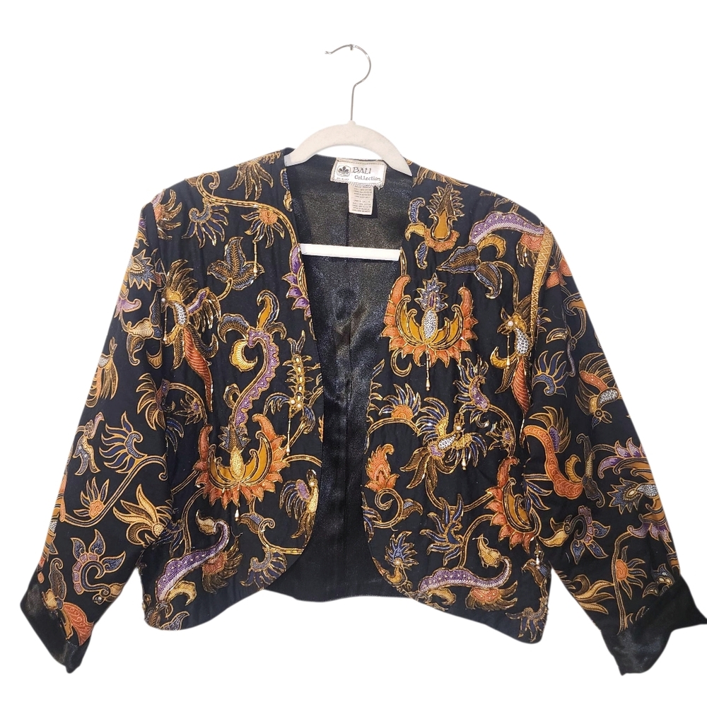 Bali Black Jacket with Gold and Purple Embroidery